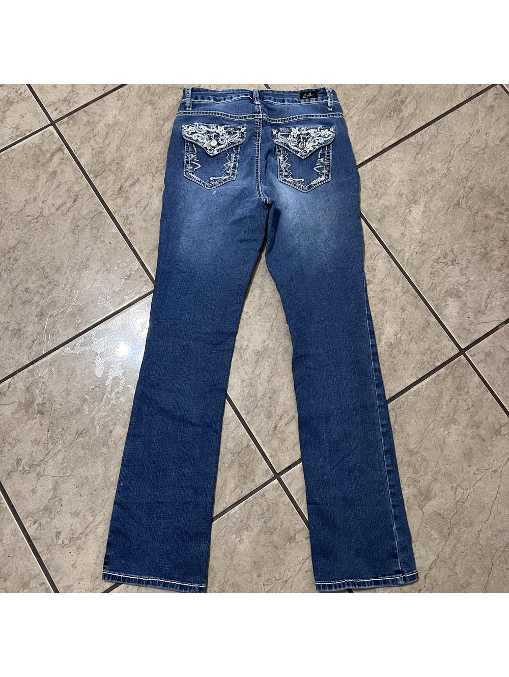 Earl Jeans Slim Bootcut Embroidered Bedazzled Acid Wash Fade Western Size 4 Y2k